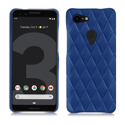 Google Pixel 3 leather caseBleu océan - Couture ( Nappa - Pantone #15458a) 