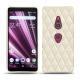 Coque cuir Sony Xperia XZ3 - Blanc - Couture ( Bologna - White ) 