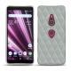 Coque cuir Sony Xperia XZ3 - Gris - Couture ( Nappa - Pantone W428C ) 