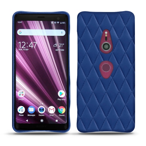 Custodia in pelle Sony Xperia XZ3Bleu océan - Couture ( Nappa - Pantone #15458a) 
