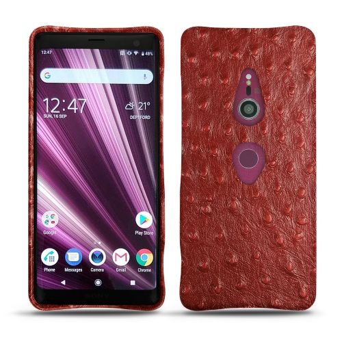 Capa em pele Sony Xperia XZ3Autruche ciliegia ( Pantone #a4343a ) 