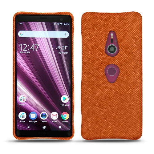 Coque Haute-Couture en cuir pour Sony Xperia XZ3Orange vibrant ( Pantone #e36b39 ) 