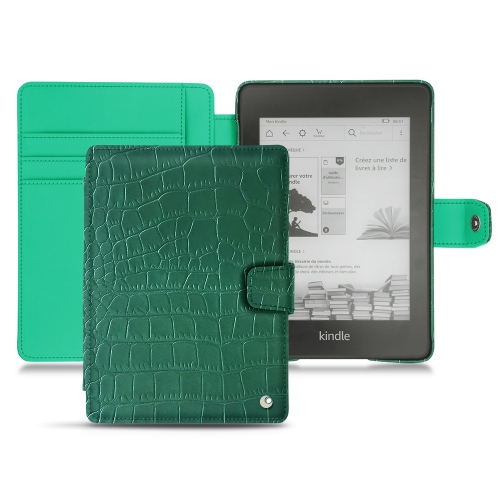 Housse cuir Amazon Kindle Paperwhite (2018) : Protection pour liseuses et tablettes sur NoreveCrocodile pino ( Pantone #173F35 ) 