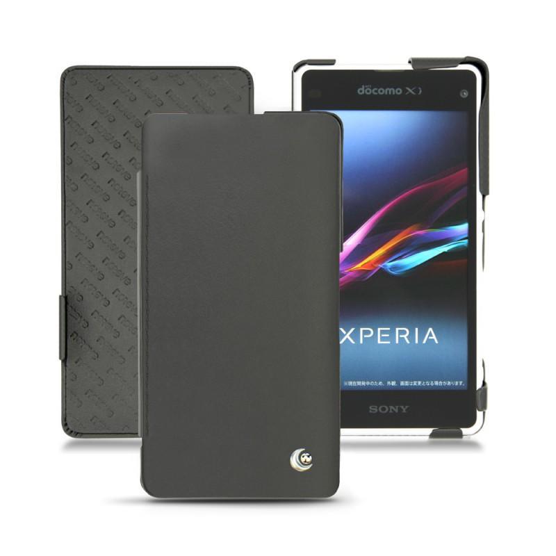 レザーケース Sony Xperia Z1 Compact - Sony Xperia Z1f - Noir ( Nappa - Black ) 