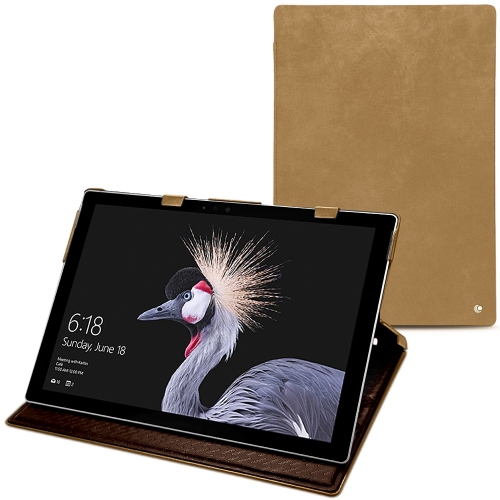 Housse cuir Microsoft Surface Pro 6 : Protection et coques pour tablettes sur NoreveSable vintage ( Pantone #9b7340 ) 
