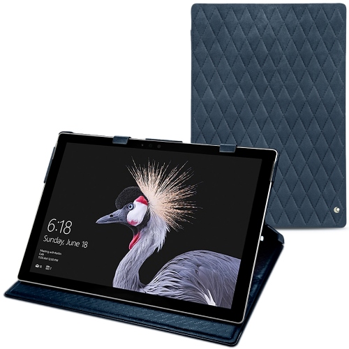 Microsoft Surface Pro 6 leather caseJean vintage - Couture ( Pantone #2f414f  ) 