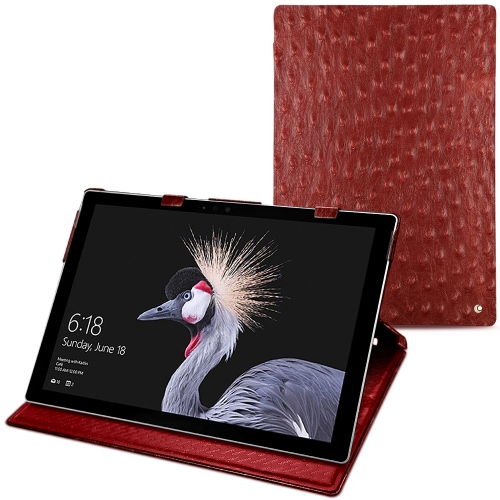レザーケース Microsoft Surface Pro 6Autruche ciliegia ( Pantone #a4343a ) 