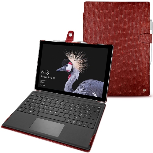 가죽 커버 Microsoft Surface Pro 6Autruche ciliegia ( Pantone #a4343a ) 