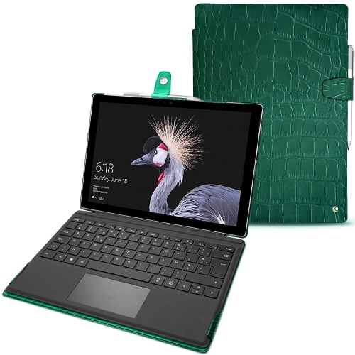 Capa em pele Microsoft Surface Pro 6Crocodile pino ( Pantone #173F35 ) 