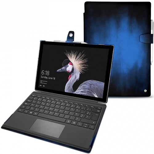 Microsoft Surface Pro 6 leather caseBleu Patine