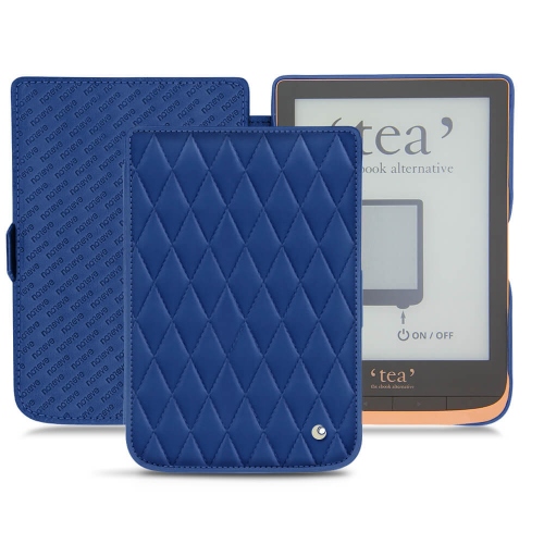 Leather Case PocketBook Touch HD 3 - Tea Touch HD Plus : Leather case for e-readers and tablets on NoreveBleu océan - Couture ( Nappa - Pantone #15458a) 