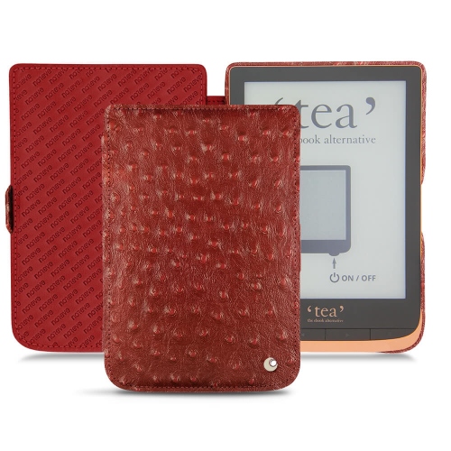 Leather Case PocketBook Touch HD 3 - Tea Touch HD Plus : Leather case for e-readers and tablets on NoreveAutruche ciliegia ( Pantone #a4343a ) 