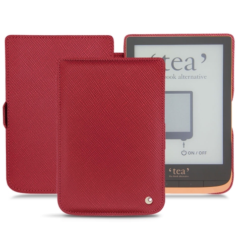 Funda de piel PocketBook Touch HD 3 - Tea Touch HD Plus : Funda de piel para e-readers y tablets en NoreveRouge passion ( Pantone #a6192e ) 