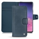 Samsung Galaxy S10 leather case - Jean vintage ( Roughtcut - Pantone 285U  ) 