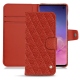 Custodia in pelle Samsung Galaxy S10 - Papaye - Couture ( Pantone 180C ) 