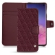 Housse cuir Samsung Galaxy S10 - Lie de vin - Couture ( Pantone 5115C ) 
