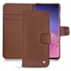 Housse cuir Samsung Galaxy S10 - Marron délicat