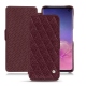Samsung Galaxy S10 leather case - Lie de vin - Couture ( Pantone 5115C ) 