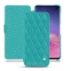 Housse cuir Samsung Galaxy S10 - Bleu fluo - Couture