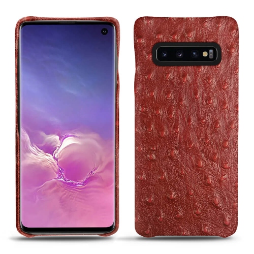 Capa em pele Samsung Galaxy S10Autruche ciliegia ( Pantone #a4343a ) 
