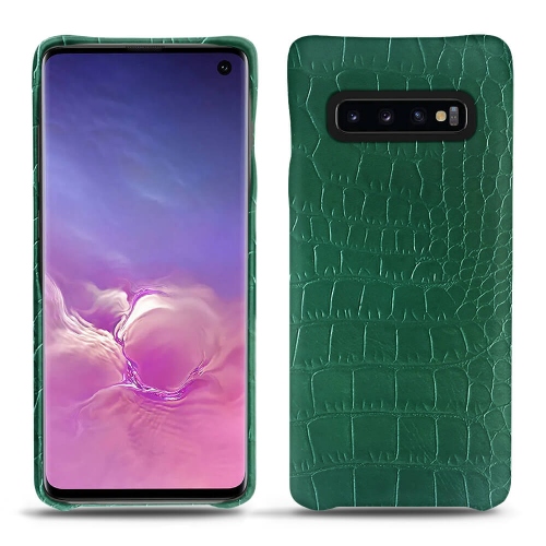 Lederschutzhülle Samsung Galaxy S10Crocodile pino ( Pantone #173F35 ) 