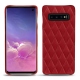 Coque cuir Samsung Galaxy S10 - Rouge - Couture ( Nappa - Pantone 199C ) 