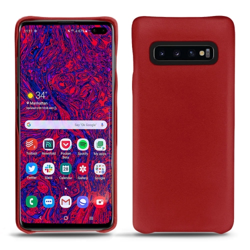 가죽 커버 Samsung Galaxy S10+Rouge ( Nappa - Pantone #d50032 ) 