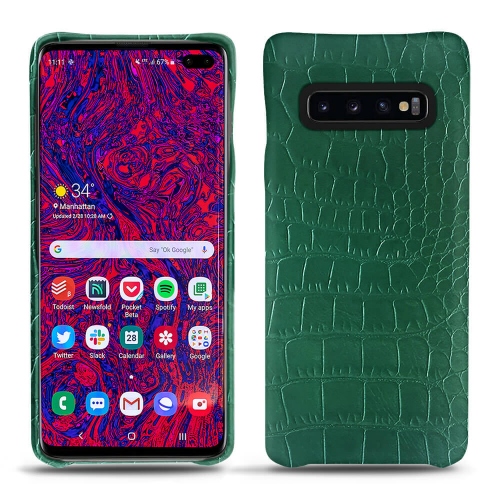 Capa em pele Samsung Galaxy S10+Crocodile pino ( Pantone #173F35 ) 