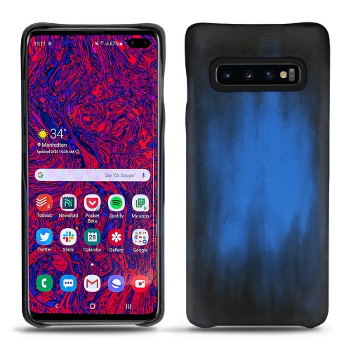 Funda de piel Samsung Galaxy S10+Bleu Patine