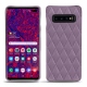 Coque cuir Samsung Galaxy S10+ - Lilas - Couture ( Nappa - Pantone 2645U ) 