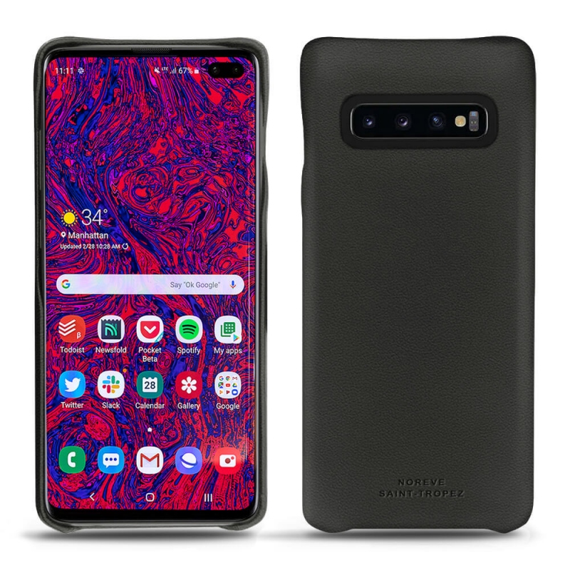 가죽 커버 Samsung Galaxy S10+ - Noir PU