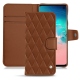 Housse cuir Samsung Galaxy S10E - Marron - Couture ( Nappa - Pantone 1615C ) 