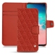Housse cuir Samsung Galaxy S10E - Papaye - Couture ( Pantone 180C ) 