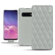 가죽 커버 Samsung Galaxy S10 - Gris - Couture ( Nappa - Pantone W428C ) 