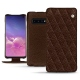Housse cuir Samsung Galaxy S10 - Châtaigne - Couture ( Pantone 476C ) 