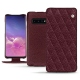 Housse cuir Samsung Galaxy S10 - Lie de vin - Couture ( Pantone 5115C ) 