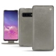 Housse cuir Samsung Galaxy S10 - Acier vintage ( Pantone 403C ) 