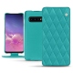 Housse cuir Samsung Galaxy S10 - Bleu fluo - Couture