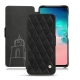 Housse cuir Samsung Galaxy S10E - Negre poudro - Couture