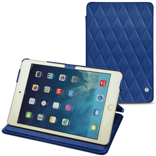 レザーケース Apple iPad mini 5Bleu océan - Couture ( Nappa - Pantone #15458a) 