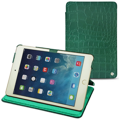 Apple iPad mini 5 leather caseCrocodile pino ( Pantone #173F35 ) 