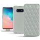 Housse cuir Samsung Galaxy S10E - Gris - Couture ( Nappa - Pantone W428C ) 