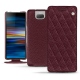 Sony Xperia 10 Plus leather case - Lie de vin - Couture ( Pantone 5115C ) 