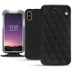 가죽 커버 Apple iPhone Xs - Ebène - Couture ( Sleek P C12 - Black ) 