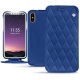 Apple iPhone X leather case - Bleu océan - Couture ( Nappa - Pantone 293C ) 