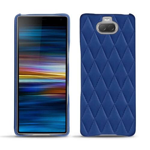 Capa em pele Sony Xperia 10Bleu océan - Couture ( Nappa - Pantone #15458a) 
