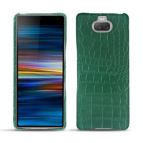 Sony Xperia 10 leather coverCrocodile pino ( Pantone #173F35 ) 
