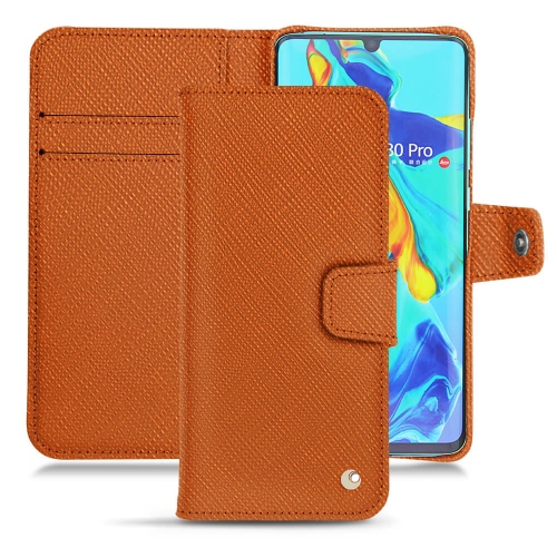 Lederschutzhülle Huawei P30 ProOrange vibrant ( Pantone #e36b39 ) 