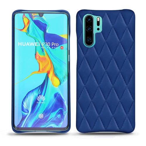 レザーケース Huawei P30 ProBleu océan - Couture ( Nappa - Pantone #15458a) 