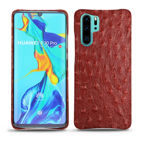 Custodia in pelle Huawei P30 ProAutruche ciliegia ( Pantone #a4343a ) 